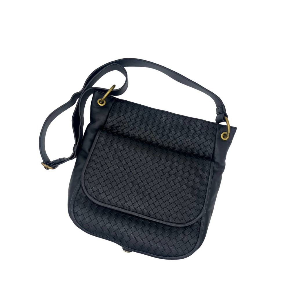 Authentic Bottega Veneta Intrecciato leather shoulder crossbody bag